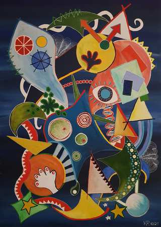 Blau, abstrakt | 50x70 cm Acrylmischtechnik/Leinwand (verkauft)