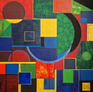 Alle Farben II (Acrylfarbe auf 3D-Leinwand,  
40x40x5cm)