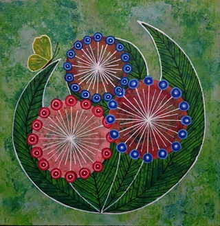 Kleiner Frühlingsgruß (Acrylfarbe auf MDF- Platte, 20x20x3cm)