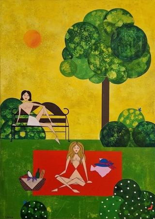 N'AKT IM PARK (Acrylfarbe auf Leinwand 50x70cm) - verkauft